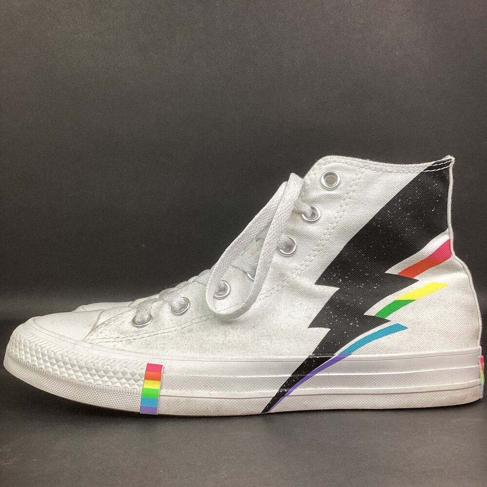 Converse CTAS High Pride Lightning Bolt Women's 8/Men's 6 White Rainbow 165715C - Picture 5 of 11